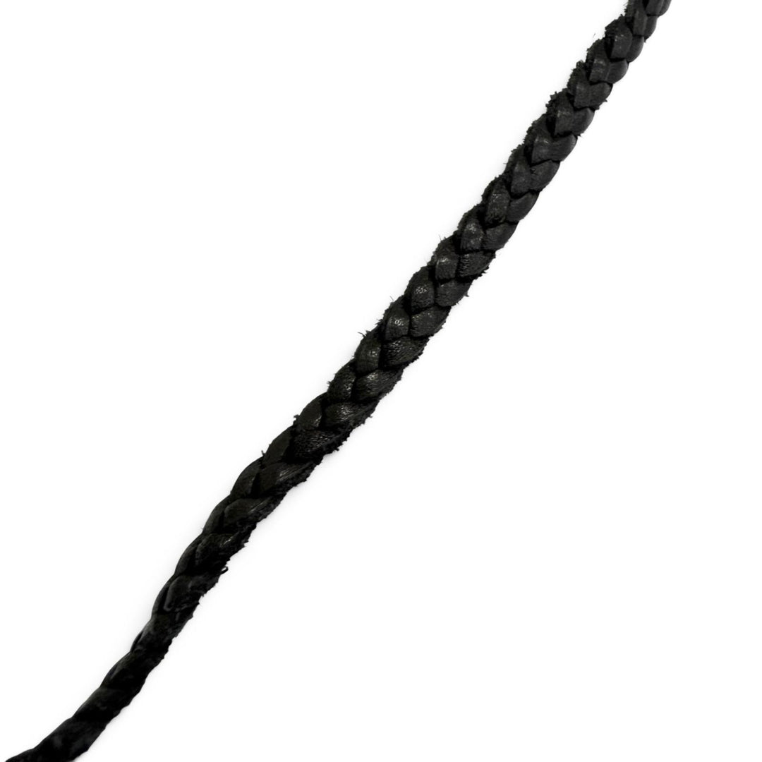 Great CHROME HEARTS Necklace Leather braid scroll bolo tip Silver SV925 mens