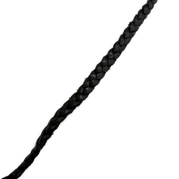 Great CHROME HEARTS Necklace Leather braid scroll bolo tip Silver SV925 mens