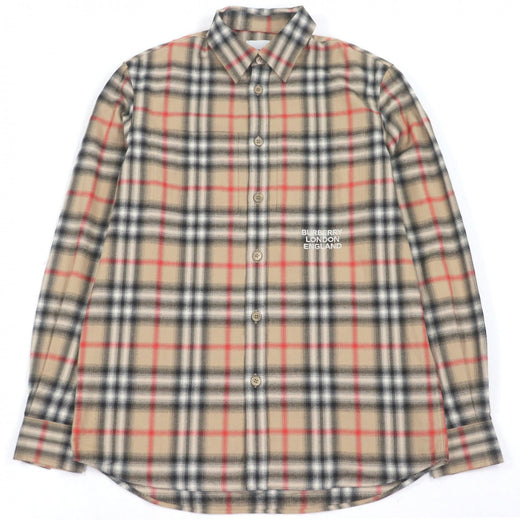Excellent BURBERRY Long sleeve shirt Tisci period Nova check pattern beige
