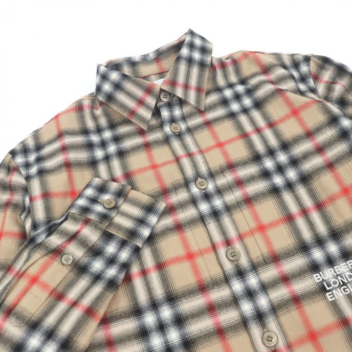 Excellent BURBERRY Long sleeve shirt Tisci period Nova check pattern beige