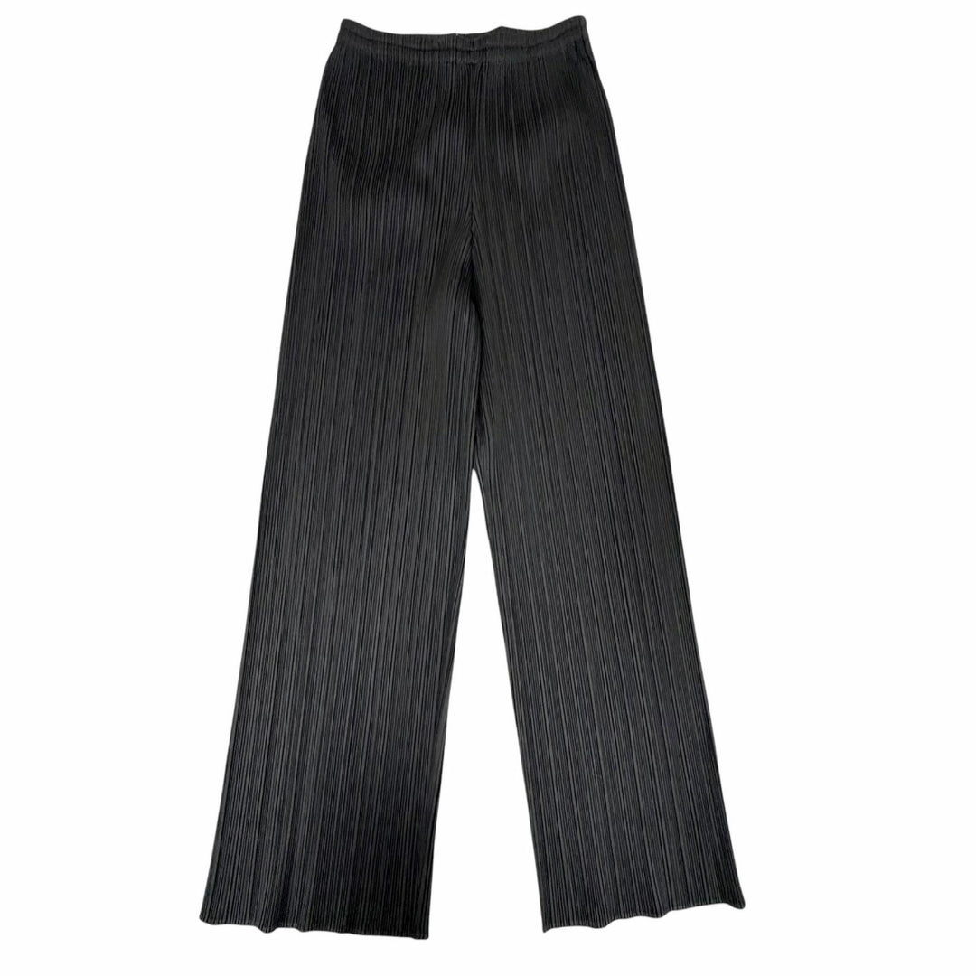 Excellent PLEATS PLEASE Pants Long Easy Pants black polyester Women 1 PP04-JF643