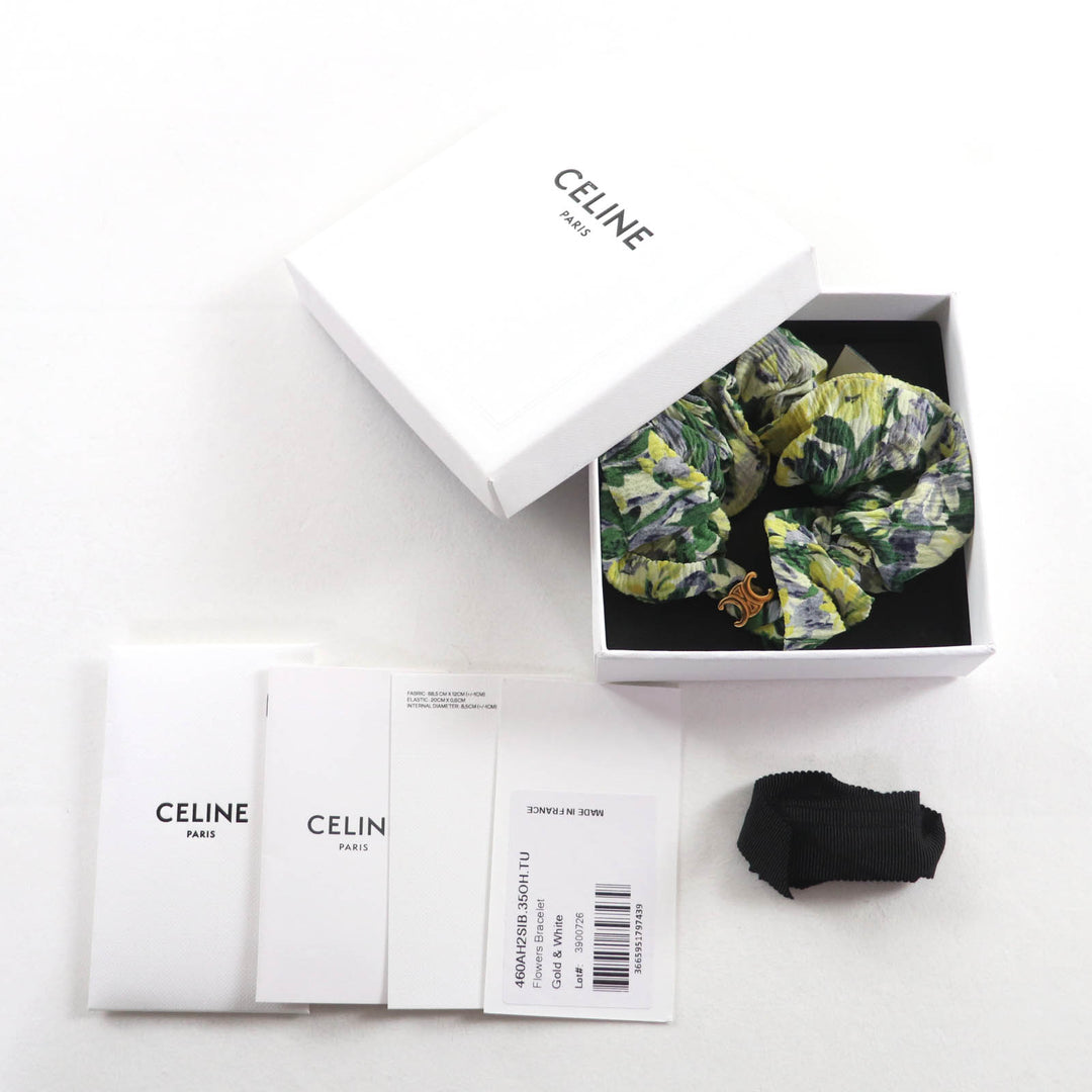 素晴らしいCELINEヘアアクセサリーグリーンイエローシルクレディース460AH2SIB