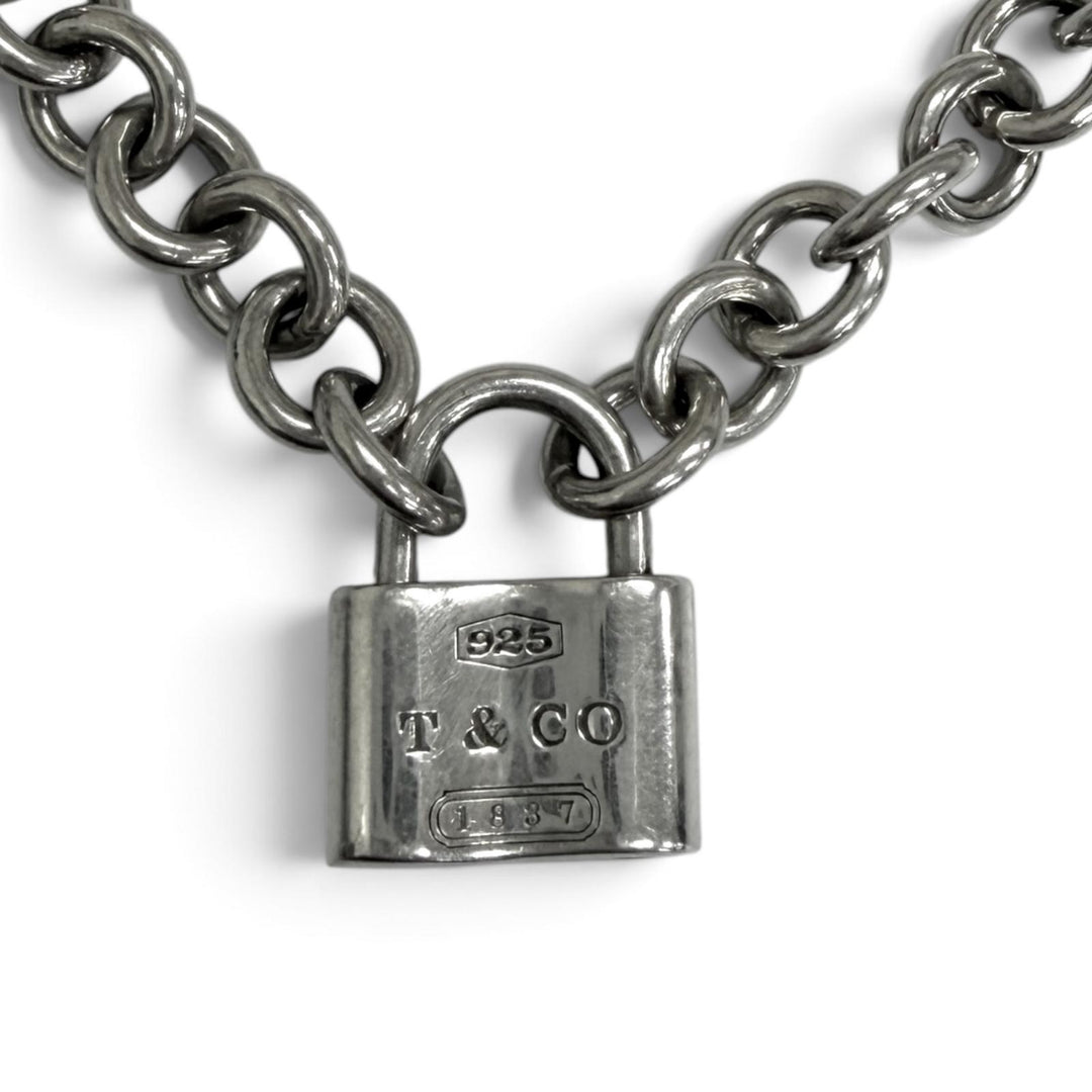 Great TIFFANY&Co. Necklace 1837 Rock Cadena Donut Link choker Silver SV925 Women