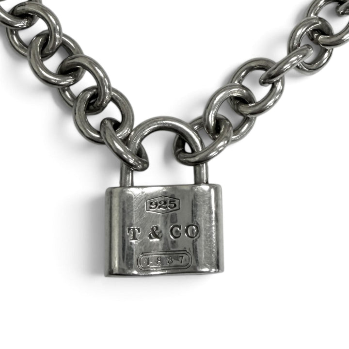Great TIFFANY&Co. Necklace 1837 Rock Cadena Donut Link choker Silver SV925 Women