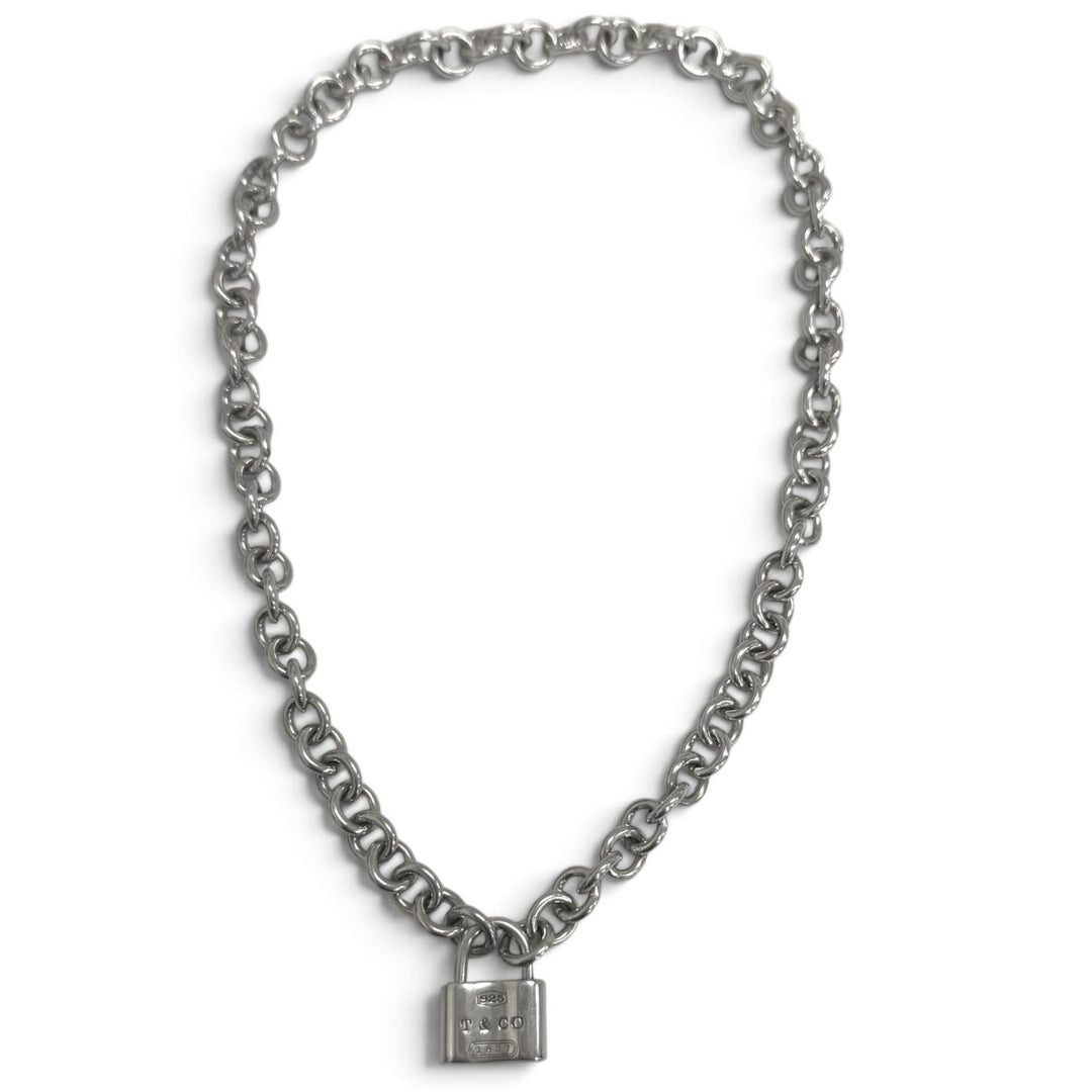 Great TIFFANY&Co. Necklace 1837 Rock Cadena Donut Link choker Silver SV925 Women