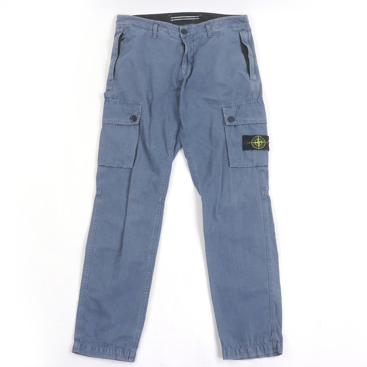 Excellent STONE ISLAND Garment-dyed effect logo patch washed cotton cargo pants