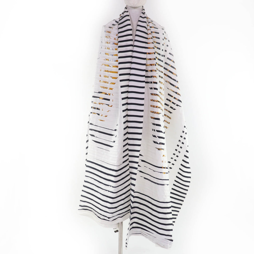 Discounted Great HERMES Stall BRIDES DE GALA Silk Products Pleated Large Size White system