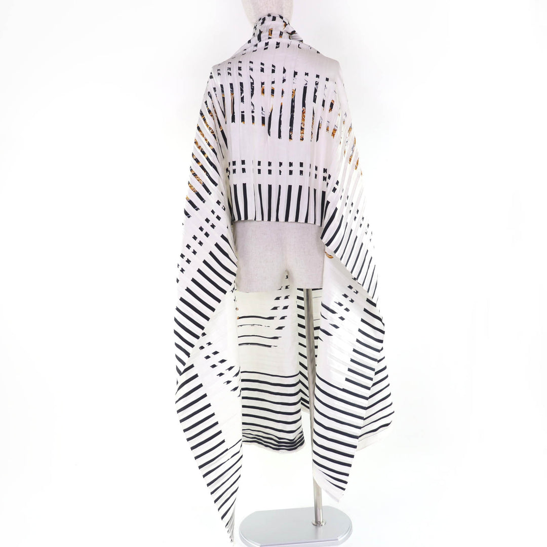 Discounted Great HERMES Stall BRIDES DE GALA Silk Products Pleated Large Size White system