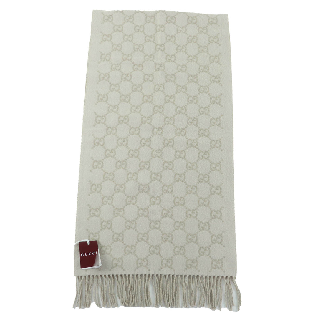 Excellent GUCCI Scarf GG pattern current item beige cashmere Women 812317