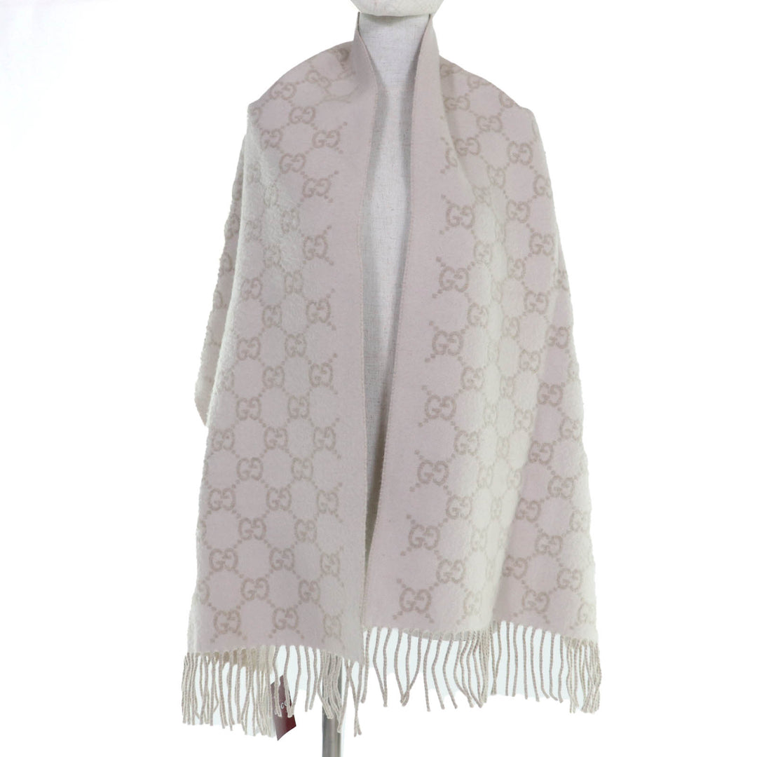 Excellent GUCCI Scarf GG pattern current item beige cashmere Women 812317