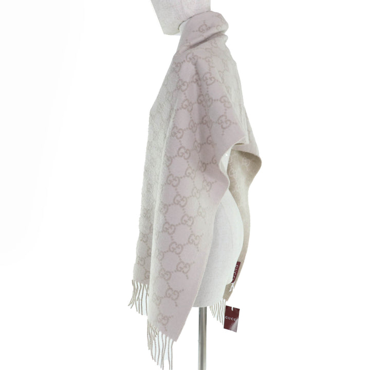 Excellent GUCCI Scarf GG pattern current item beige cashmere Women 812317