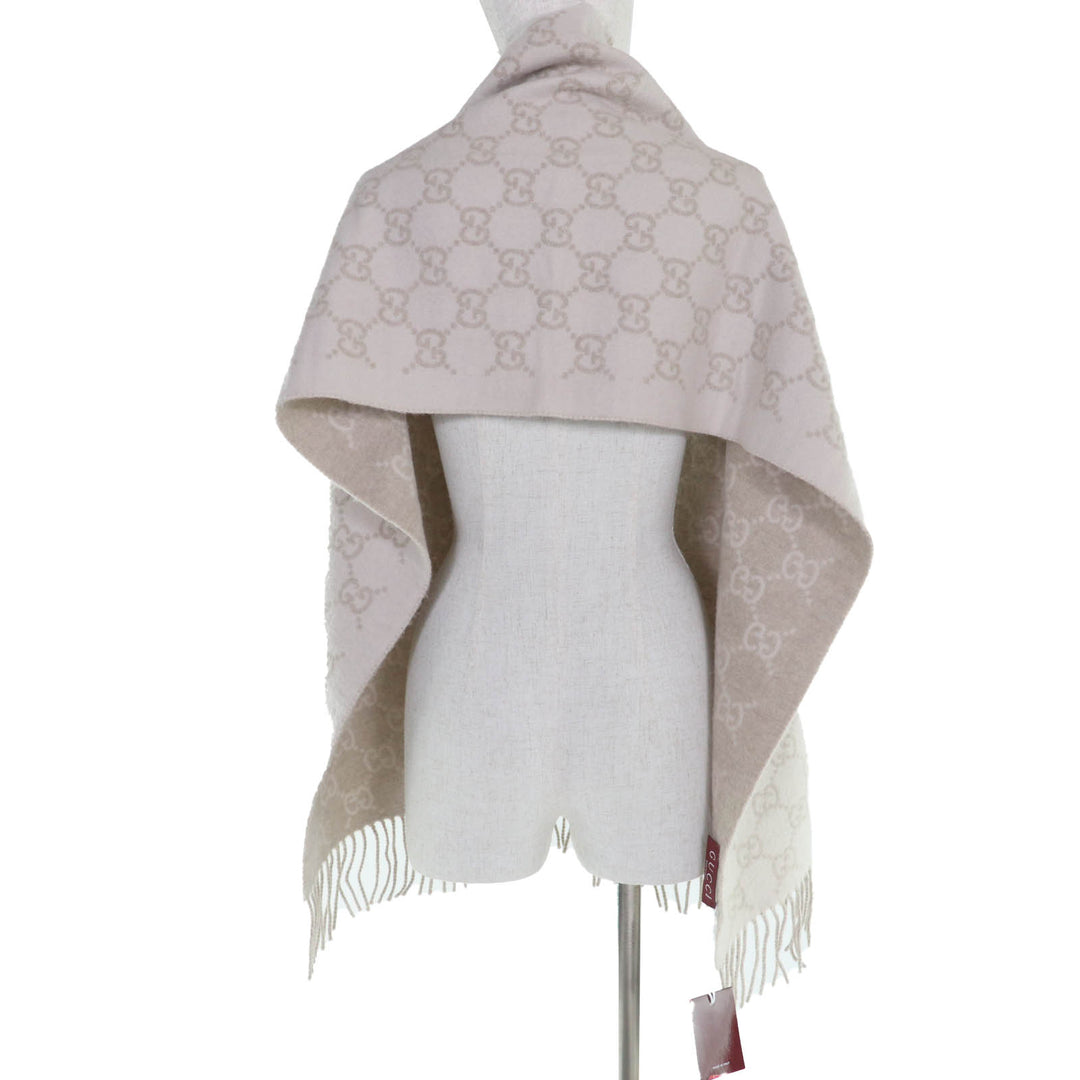 Excellent GUCCI Scarf GG pattern current item beige cashmere Women 812317
