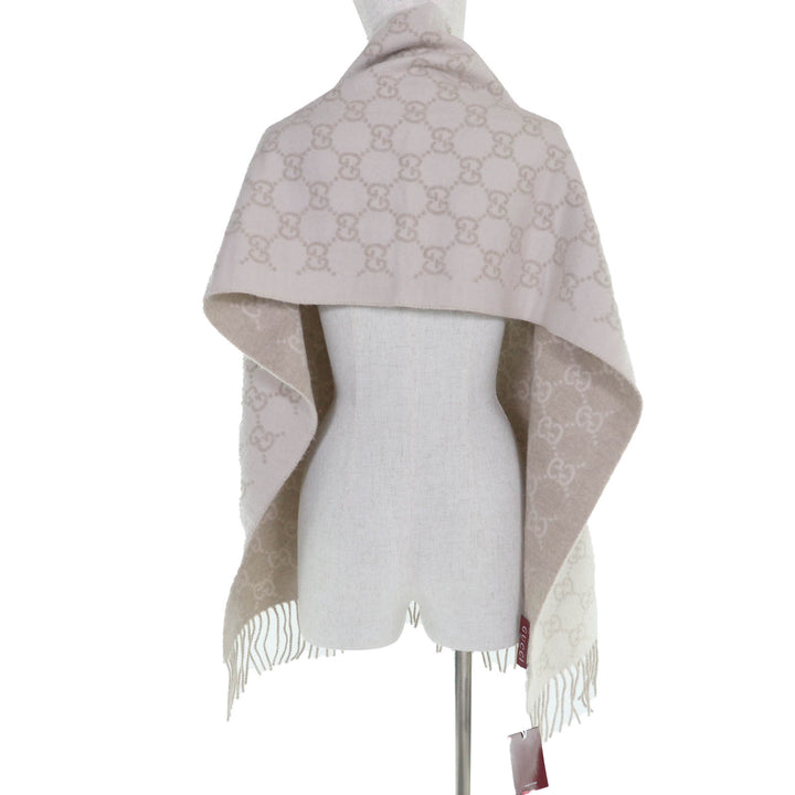 Excellent GUCCI Scarf GG pattern current item beige cashmere Women 812317