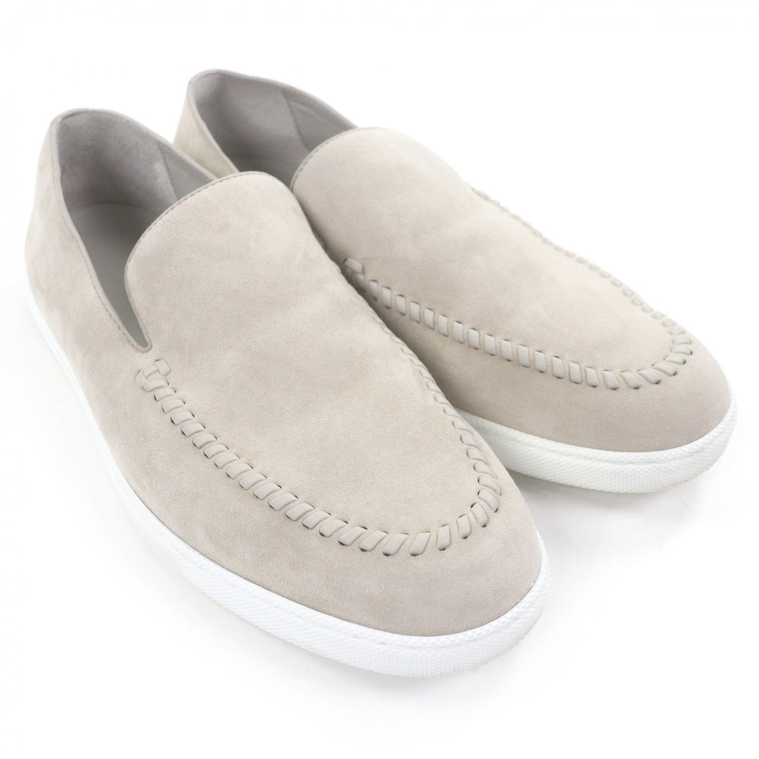 Great HERMES Slip-on Julian Veau Velvet Moccasins beige mens 40