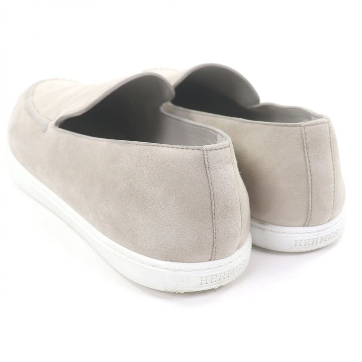 Great HERMES Slip-on Julian Veau Velvet Moccasins beige mens 40