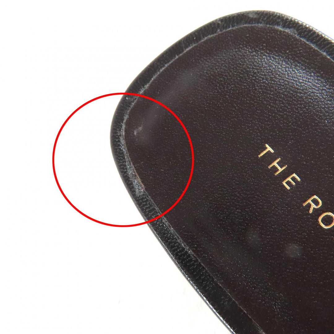 素晴らしい THE ROW サンダル GRAPHIC STRAP KITTEN スクエアトゥ レザー ブラック レディース 35