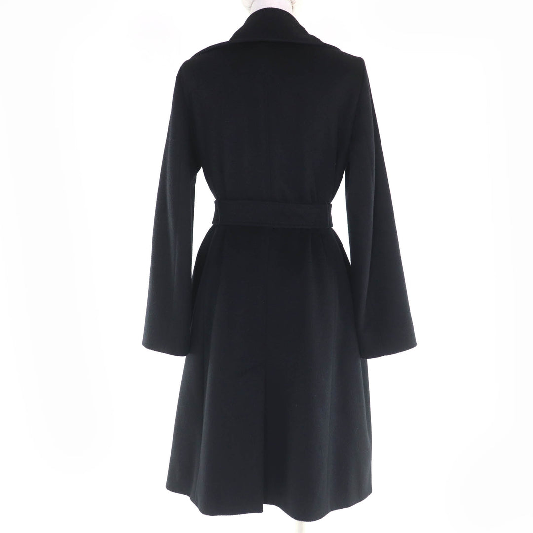 素晴らしいMaxMara STUDIOコートロングベルト付きブラックカシミアレディース38