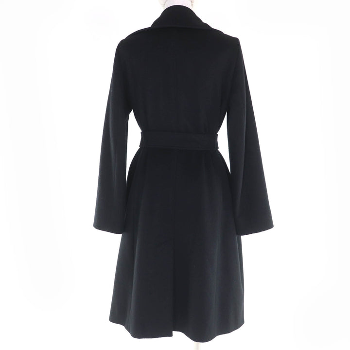 素晴らしいMaxMara STUDIOコートロングベルト付きブラックカシミアレディース38