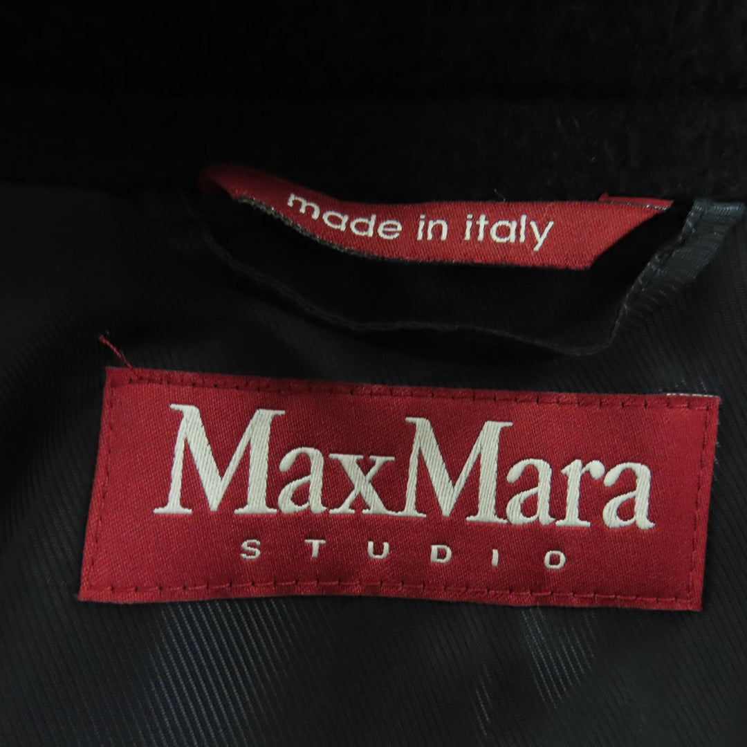 素晴らしいMaxMara STUDIOコートロングベルト付きブラックカシミアレディース38