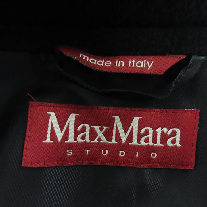素晴らしいMaxMara STUDIOコートロングベルト付きブラックカシミアレディース38