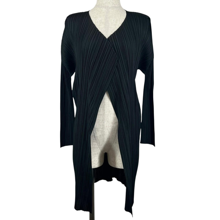 Great PLEATS PLEASE cardigan long black polyester Women 2 PP55-JA103