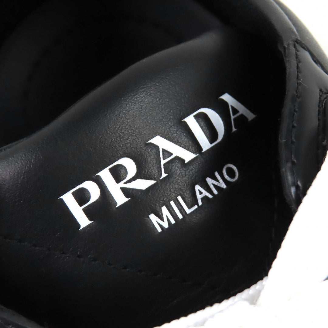 Excellent PRADA Triangle logo plate leather sneakers lightweight black 38 1E804M