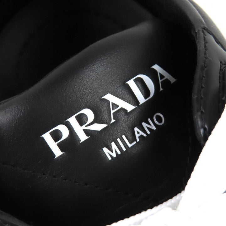 Excellent PRADA Triangle logo plate leather sneakers lightweight black 38 1E804M