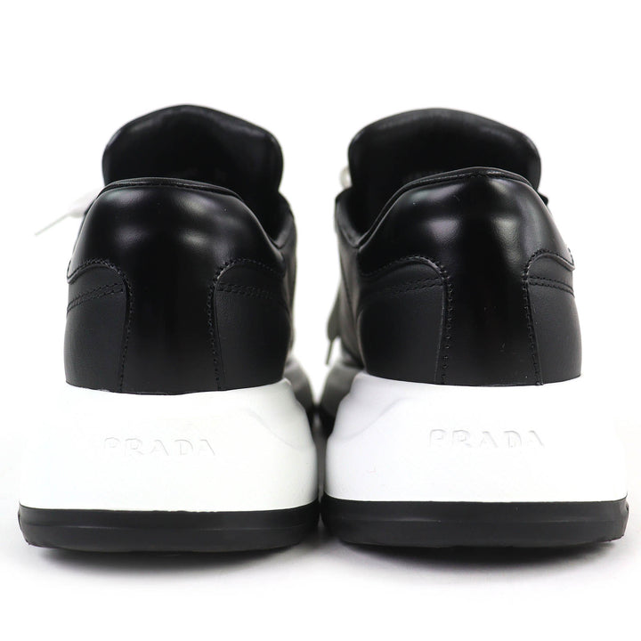 Excellent PRADA Triangle logo plate leather sneakers lightweight black 38 1E804M