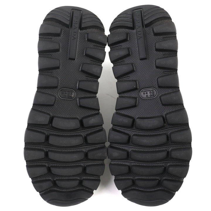 Excellent PRADA Triangle logo plate leather sneakers lightweight black 38 1E804M