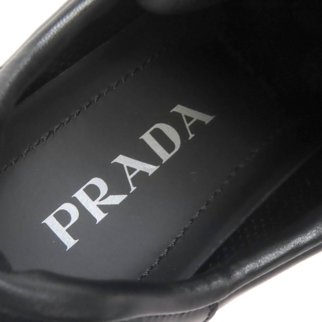 Excellent PRADA Triangle logo plate leather sneakers lightweight black 38 1E804M