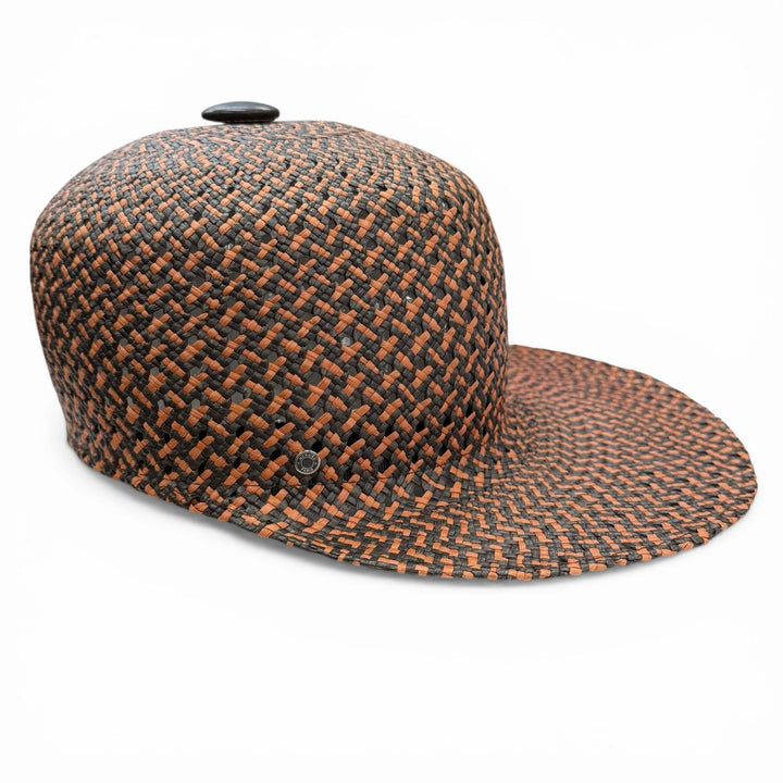 Excellent HERMES cap Tanzanian Serie Button Straw Hat multicolor Straw Women 56