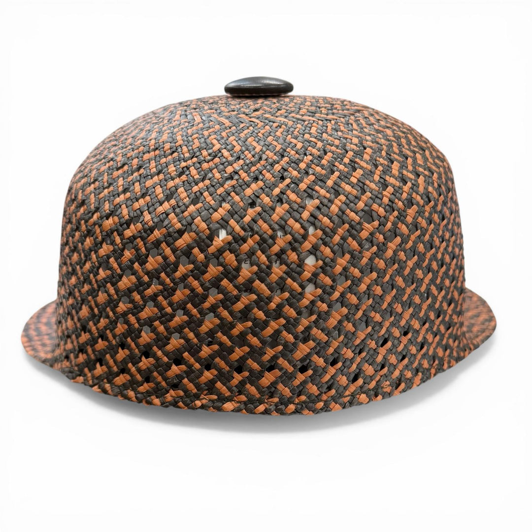 Excellent HERMES cap Tanzanian Serie Button Straw Hat multicolor Straw Women 56