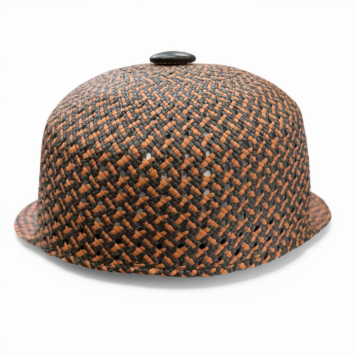 Excellent HERMES cap Tanzanian Serie Button Straw Hat multicolor Straw Women 56
