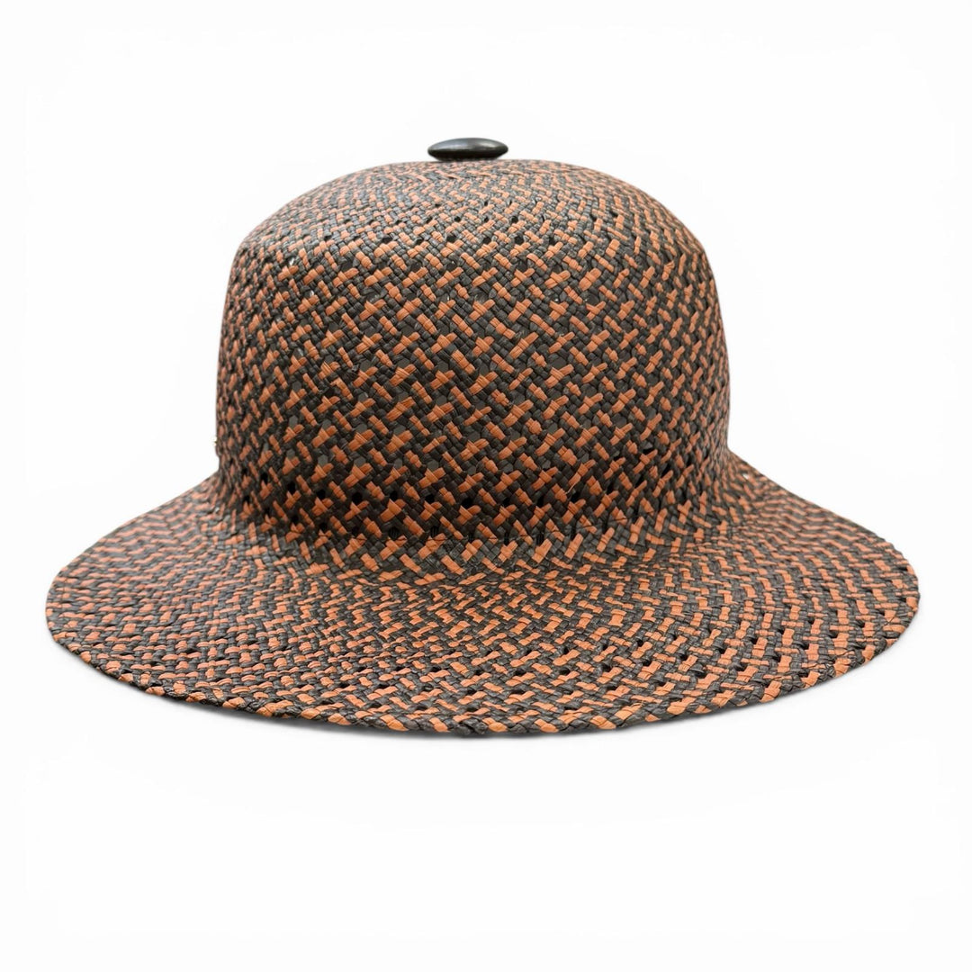 Excellent HERMES cap Tanzanian Serie Button Straw Hat multicolor Straw Women 56