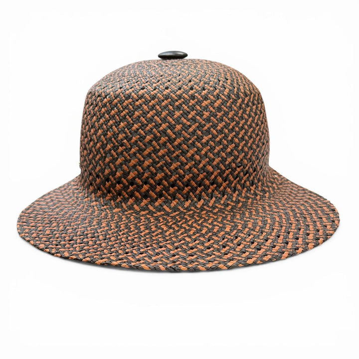 Excellent HERMES cap Tanzanian Serie Button Straw Hat multicolor Straw Women 56