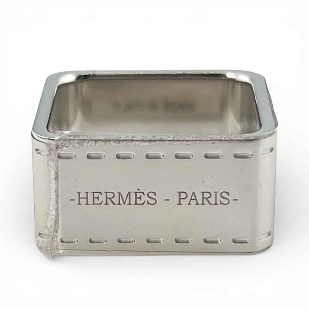 Pristine HERMES Scarf ring BOLDUC Square Silver mens