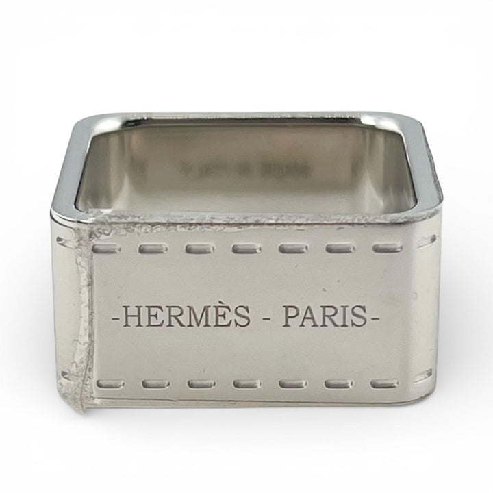 Pristine HERMES Scarf ring BOLDUC Square Silver mens
