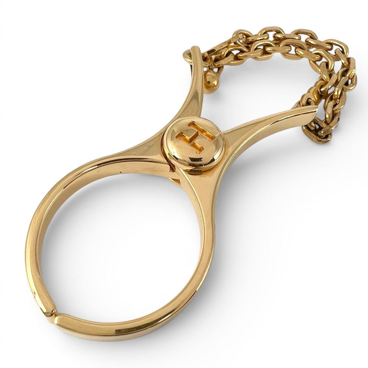 Great HERMES charm Filou H Logo Glove Holder Keychain gold ー Women