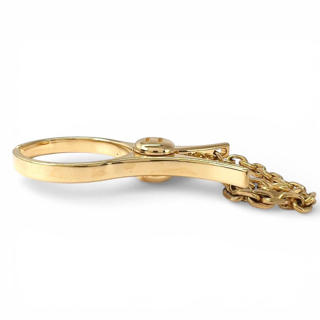 Great HERMES charm Filou H Logo Glove Holder Keychain gold ー Women
