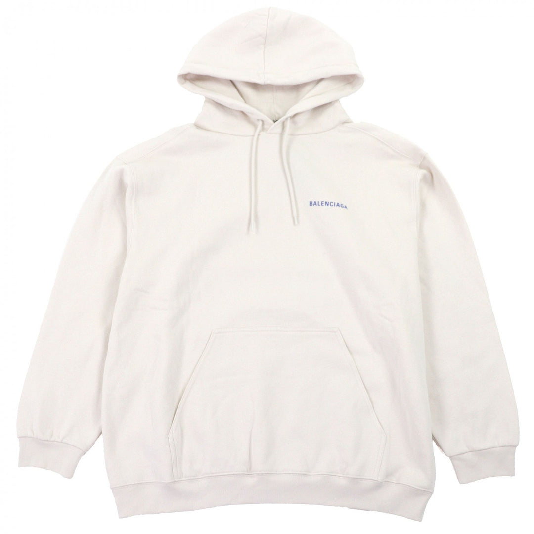 Pristine BALENCIAGA hoodie Logo Print Hoodie Pullover Ivory system