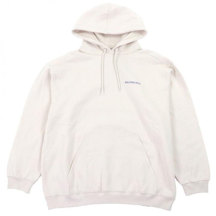 Pristine BALENCIAGA hoodie Logo Print Hoodie Pullover Ivory system