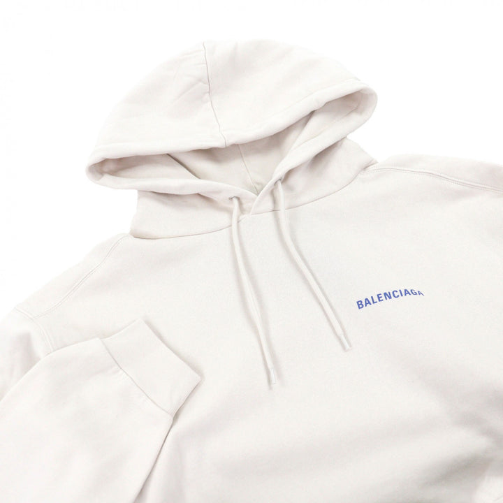 Pristine BALENCIAGA hoodie Logo Print Hoodie Pullover Ivory system