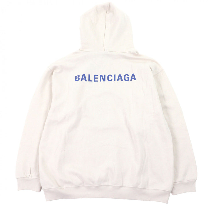 Pristine BALENCIAGA hoodie Logo Print Hoodie Pullover Ivory system