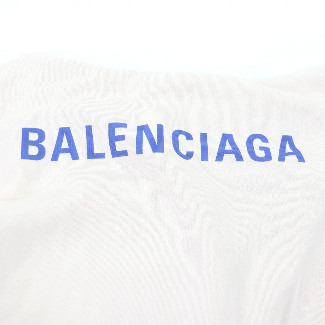 Pristine BALENCIAGA hoodie Logo Print Hoodie Pullover Ivory system