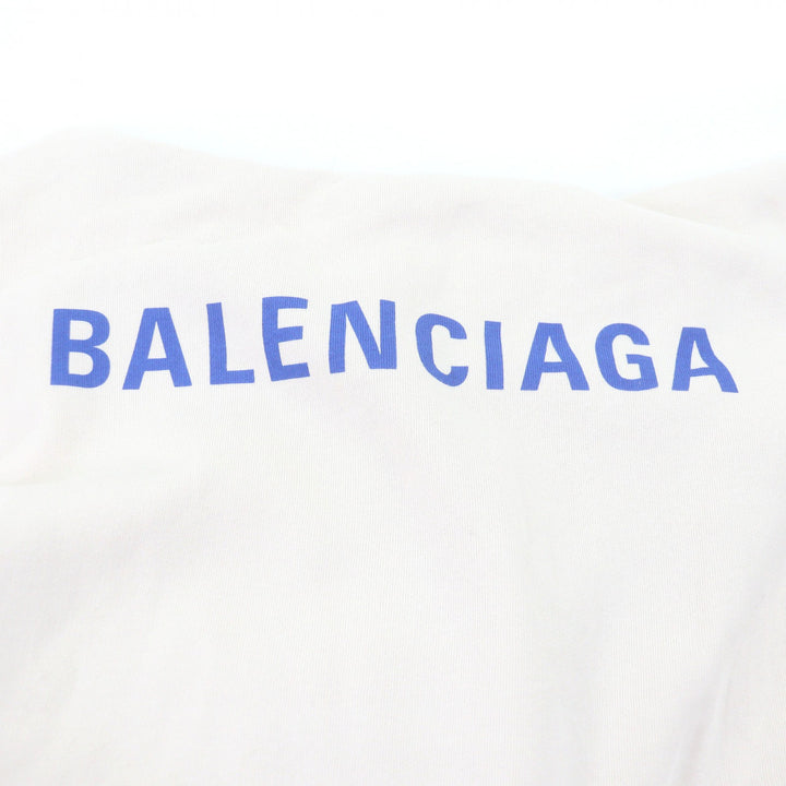 Pristine BALENCIAGA hoodie Logo Print Hoodie Pullover Ivory system