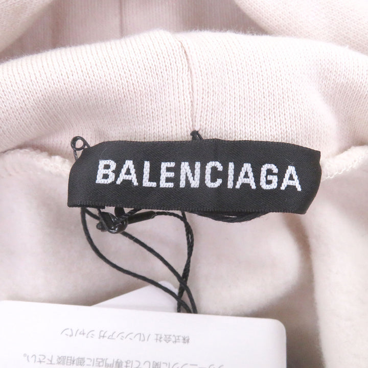 Pristine BALENCIAGA hoodie Logo Print Hoodie Pullover Ivory system