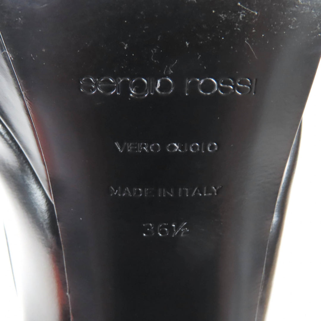 新品 セルジオ ロッシ パンプス SR NORA チャンキーヒール レザー ブラック レザー レディース 36.5