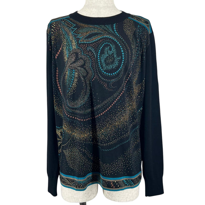 Excellent LEONARD FASHION knit full pattern pullover multicolor wool Women L