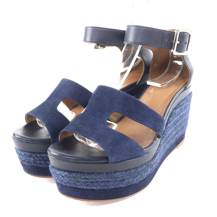 Great HERMES Sandals Navy leather Women 36