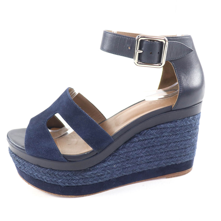 Great HERMES Sandals Navy leather Women 36